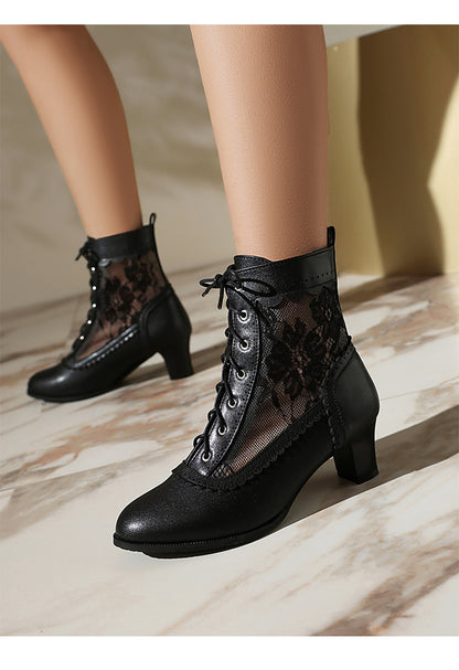 Witch Booties - Women Victorian Ankle Boots Side Zipper