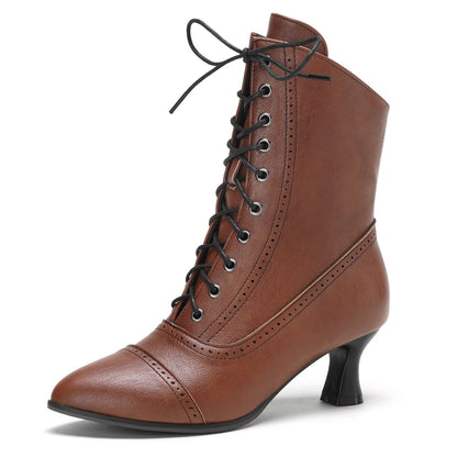 Victorian Ankle Boots - Women Vintage Low Heel Zipper Booties