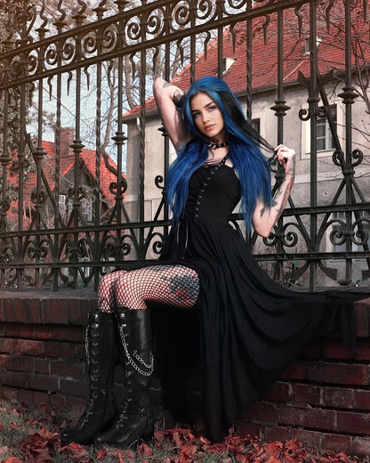 Lace Up Knee High Boots - Women Platform Block Heels