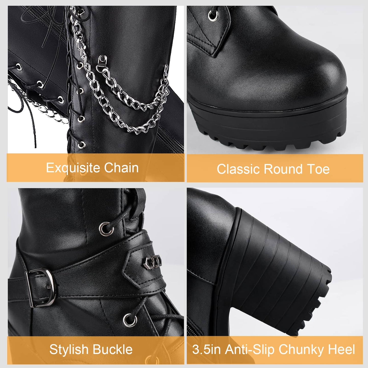 Lace Up Knee High Boots - Women Platform Block Heels
