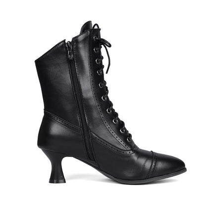 Victorian Ankle Boots - Women Vintage Low Heel Zipper Booties
