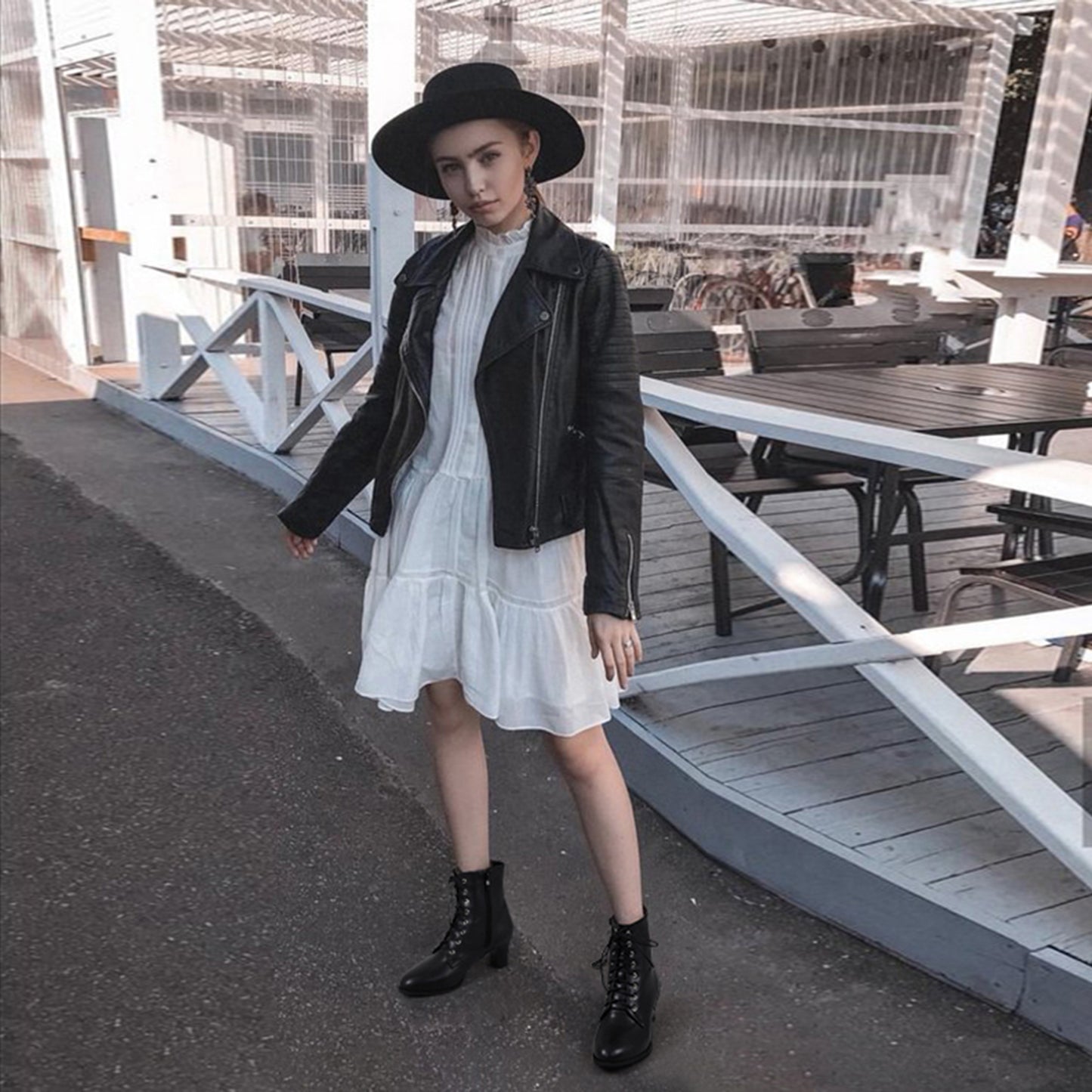 Black Ankle Boots - Women Lace Up Zipper Booties