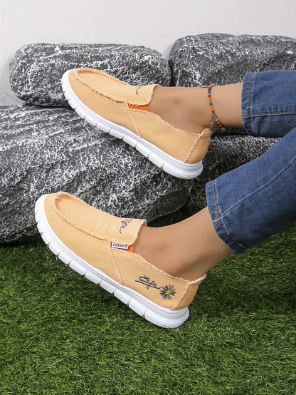 Floral Embroidery Loafers - Women Casual Soft Flats