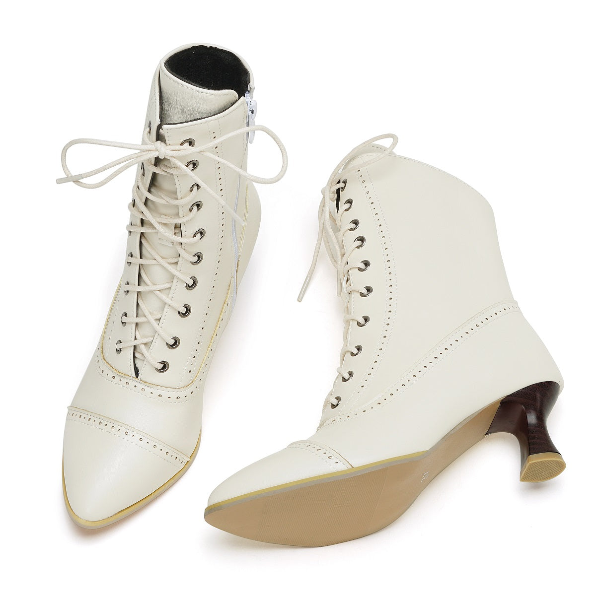 Victorian Ankle Boots - Women Vintage Low Heel Zipper Booties