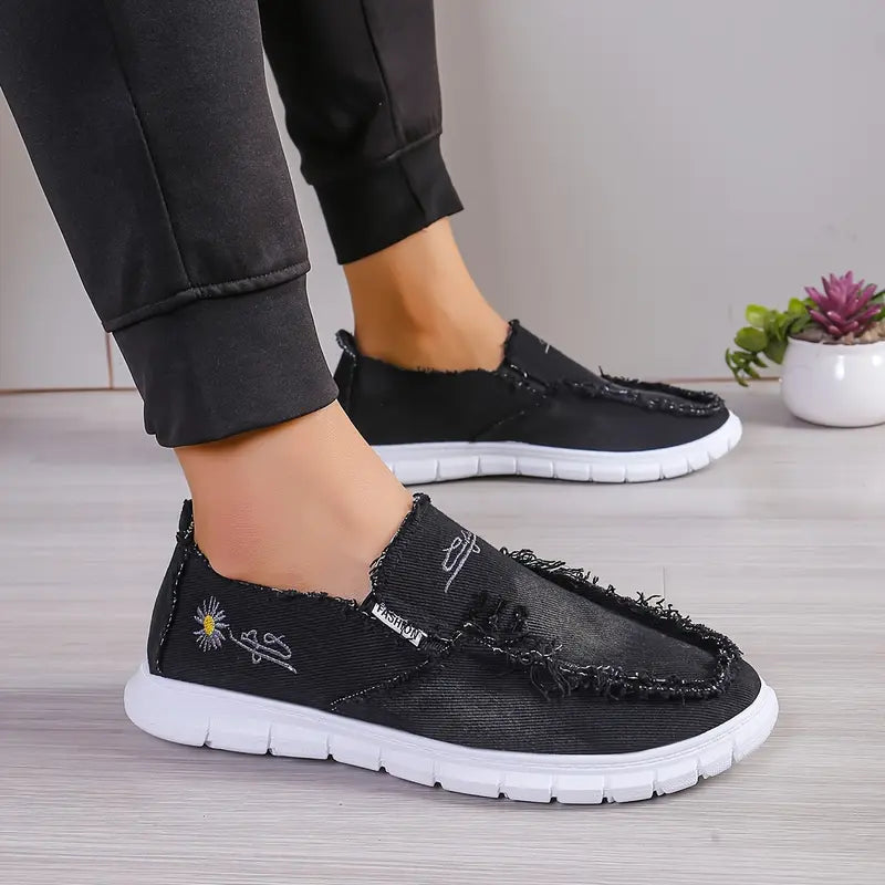 Floral Embroidery Loafers - Women Casual Soft Flats