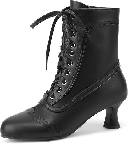 Vintage Booties - Women Round Toe Low Heel Ankle Boots