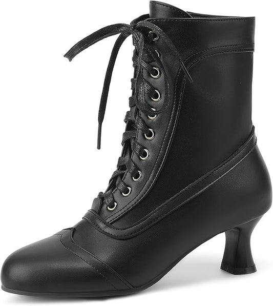 Vintage Booties - Women Round Toe Low Heel Ankle Boots
