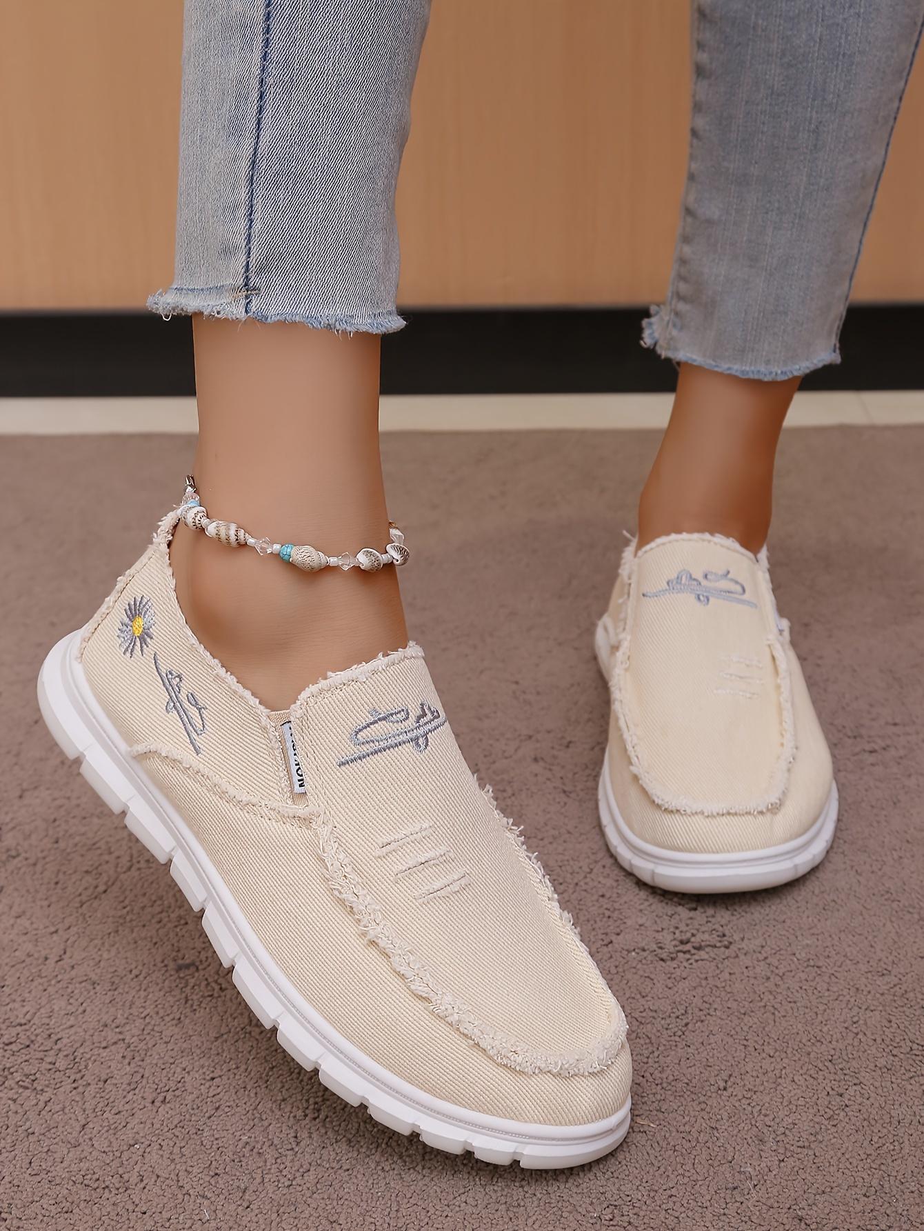 Floral Embroidery Loafers - Women Casual Soft Flats