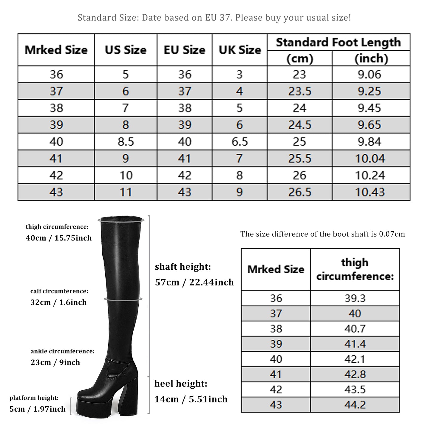 Over The Knee Boots - Women Platform Chunky Heel Zipper Boots