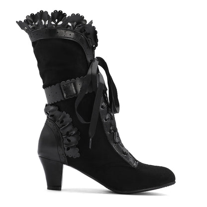 Kawaii Mid Calf Boots – Sweet Bow Lace Up Boots