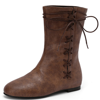 Vintage Lace Up Flats – Victorian Renaissance Boots