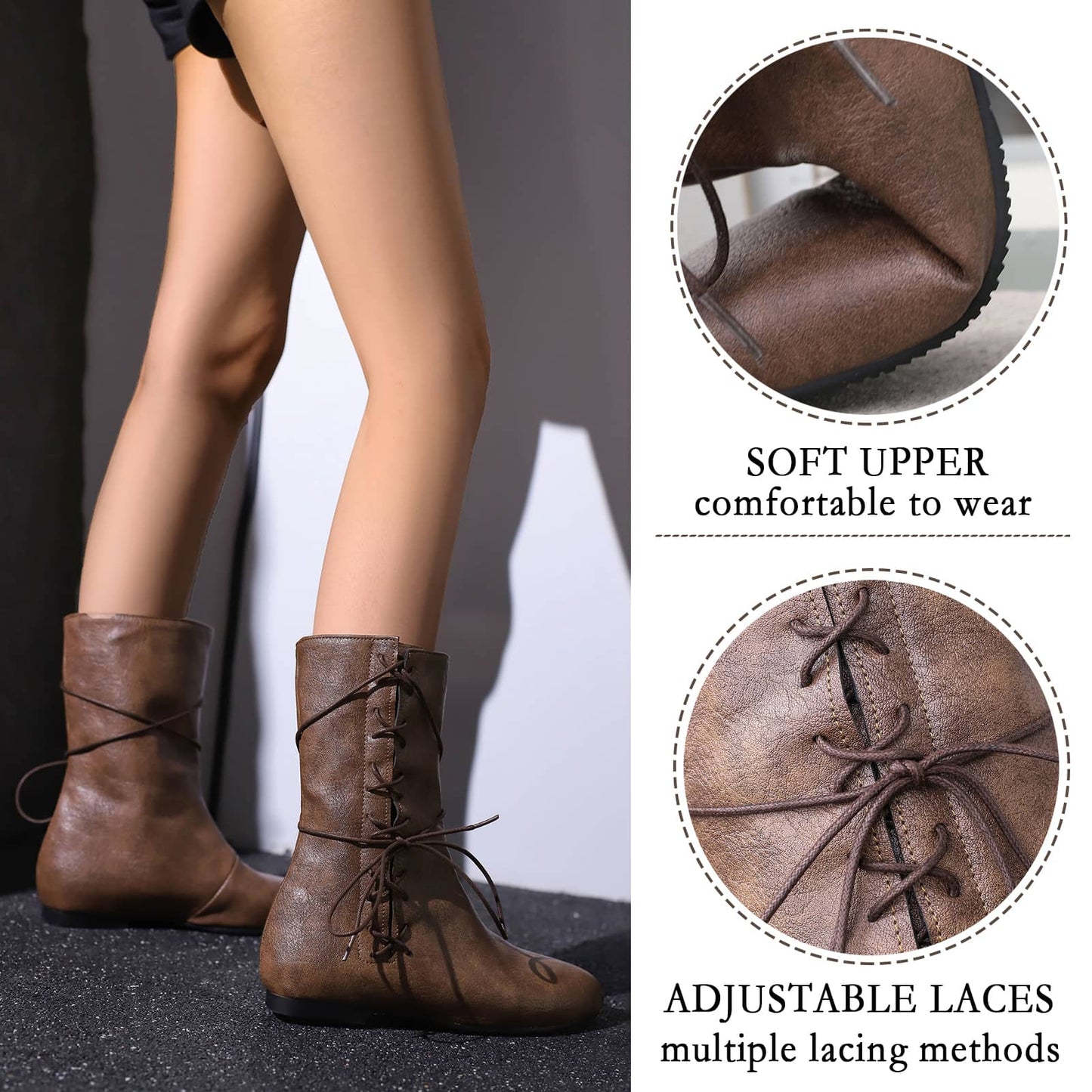 Vintage Lace Up Flats – Victorian Renaissance Boots
