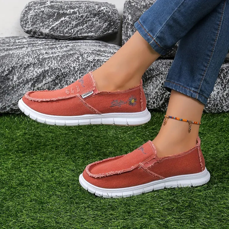 Floral Embroidery Loafers - Women Casual Soft Flats