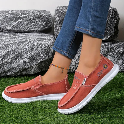 Floral Embroidery Loafers - Women Casual Soft Flats