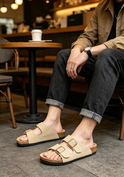 Leather Slides - Men Women Birkenstock Style Sandals