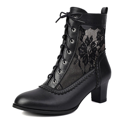 Witch Booties - Women Victorian Ankle Boots Side Zipper