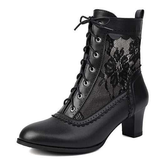 Witch Booties - Women Victorian Ankle Boots Side Zipper
