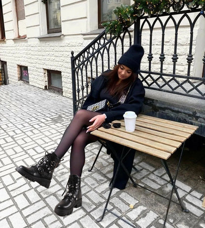 Combat Boots - Women Rhinestone Moto Ankle Boots
