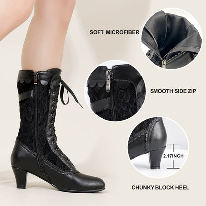 Renaissance Bridal Boots – Mid Heel Zipper Boots