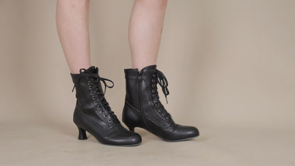 Vintage Booties - Women Round Toe Low Heel Ankle Boots