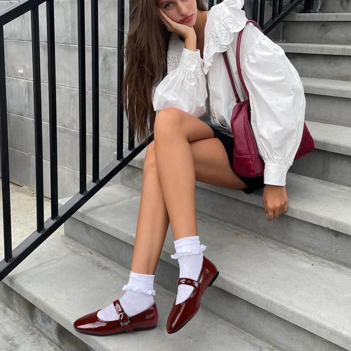 Classic Mary Jane Flats - Round Toe Ballet Shoes with Strap